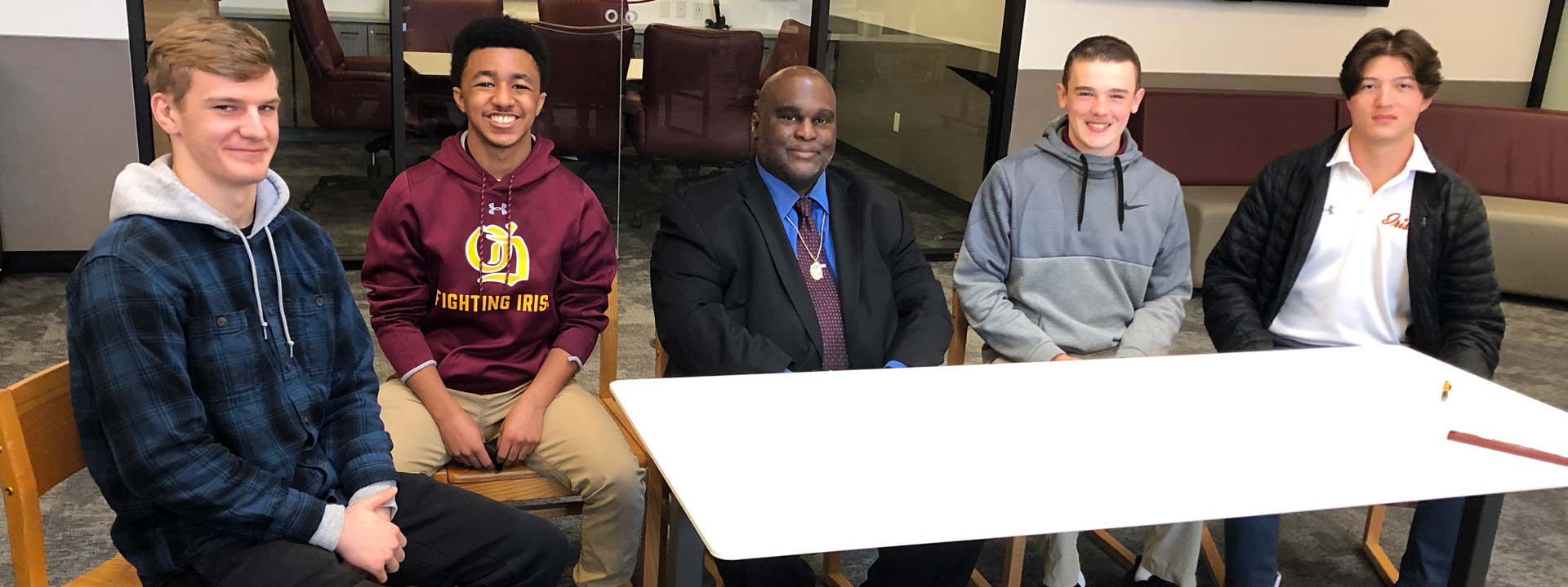 Deacon Harold meeting with O'Dea High School students, Seattle, WA (Note: O'Dea is the only all boys, Catholic School in the northwest.)